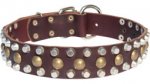 Leather Dog Collar Adorned with Pyramids and Studs