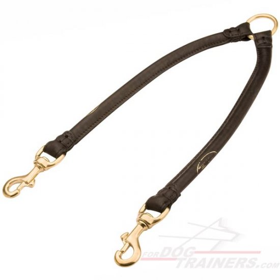 Round Leather Coupler for Walking 2 Dogs