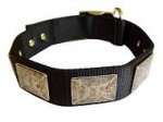 Decorated Black Nylon Dog Collar for Any Weather Use