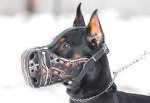 Hand painted by our artists leather Muzzle "Dondi" Plus - Barbed Wire - product code m77BARBED WIRE