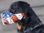 'American Flag' Handpainted Dog Muzzle Provides Safe Training and Walking