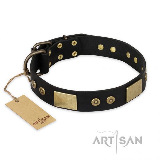 'Spanish night' FDT Artisan Fashionable Leather Walking Dog Collar - 1 1/2 inch (40mm) wide - Click Image to Close
