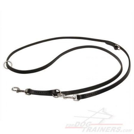 Multifunctional Leather Dog Leash with Stainless Steel Hardware