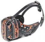 Exclusive Handpainted Leather Dog Muzzle 'Fire Flames'