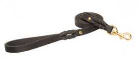 Premium Quality Black Leather Dog Leash for Walking and Training