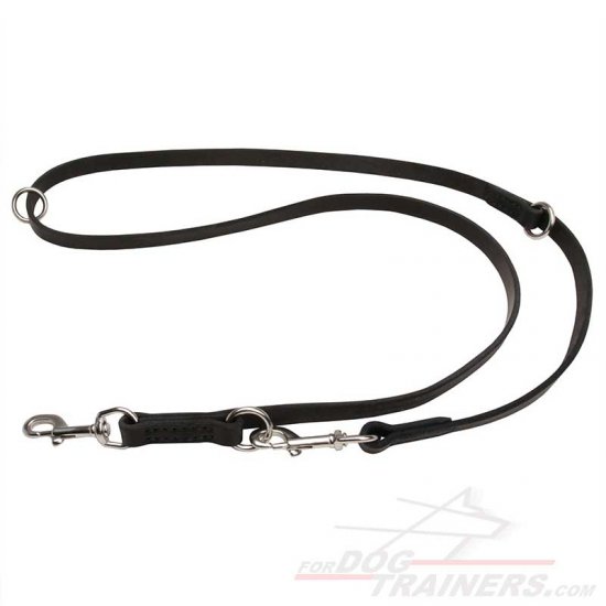Indestructible Leather Dog Leash with Stainless Steel Snap Hook