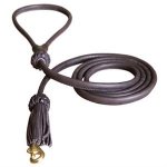 Exclusive Handcrafted round leather dog leash for walking and tracking - L32(6mm)