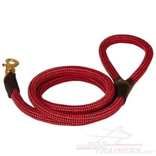 Tough Nylon Cord Dog Leash for Large Dogs with Extra Strong Brass Snap Hook