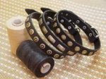 25S3BL - Set of 3 Gorgeous Wide Black Leather Dog Collars - Fashion Exclusive Design