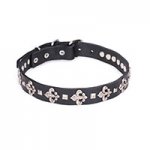 ‘Flower-de-luce’ Leather Dog Collar with Unique Decoration