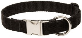 Adjustable Black Nylon Dog Collar with Quick Release Buckle