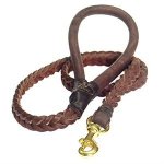 High-quality Braided Leather Dog Leash with Round Handle
