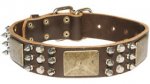 Excusive Spiked and Studded Leather Dog Collar with Massive Plates