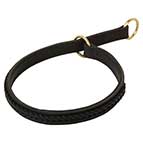Thick and Wide Leather Choke Dog Collar with Stitched Braids