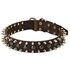 20%Discount - 3 Rows Leather Spiked and Studded Dog Collar -S55