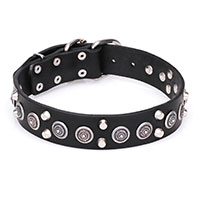 ‘Silk-stocking’ Leather Canine Collar with Circles and Cones