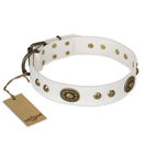 ‘Adorable Dream’ FDT Artisan White Studded Leather Dog Collar - 1 1/2 inch (40 mm) wide