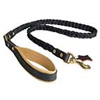 Designer Braided Leather Dog Leash with Nappa Padded Handle