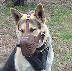 German Shepherd No Bite Leather Muzzle for Dogs