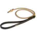 Exclusive Gold Plated HS Dog Leash with Leather Handle