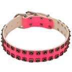 Original Design Pink Leather Dog Collar with studs