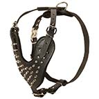 Adjustable Spiked Leather Dog Harness for Fashion Dog Walking and Training