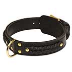 Extra Wide Leather Dog Collar with Decorative Braids
