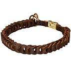 Braided Leather Choke Dog Collar with Quick Release Buckle for Training and Behavior Correction