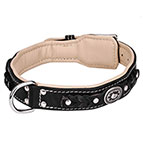 'Soft as Down' Royal Nappa Padded Hand Made Leather Dog Collar
