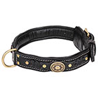 'Pleasant Touch' Nappa Padded Leather Dog Collar with Decorative Elements