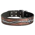 Handpainted Leather Dog Collar with Barbed Wire