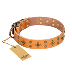 ‘Top-Flight’ FDT Artisan Adorned Tan Leather Dog Collar