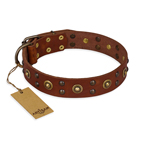 'Unfailing Charm' FDT Artisan Studded Tan Leather Dog Collar