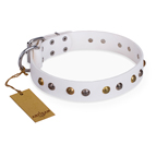 'Snowflake' FDT Artisan White Leather Dog Collar with Decorations