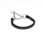 'Extreme Comfort' Martingale Leather Dog Collar with Strong Chain