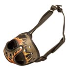 'Fire Flames' Painted Dog Muzzle with Anti-Barking Effect