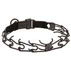 Black Stainless Steel Dog Pinch Prong Collar with Click Lock Buckle - 1/8 inch (3.2 mm) link diameter