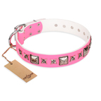 ‘Lady in Pink’ FDT Artisan Extravagant Leather Dog Collar with Studs
