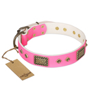 'Frenzy Candy' FDT Artisan Decorated Pink Leather Dog Collar 1 1/2 inch (40 mm) wide