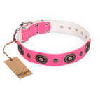'Flavor of Strawberry' FDT Artisan Flashy Pink Leather Dog Collar