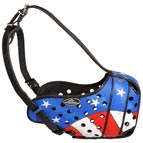 Exclusive Design "American Flag" Hand Painted Leather Dog Muzzle