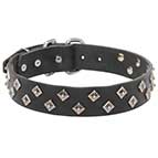 "Galaxy Pyramids﻿" Adorned Leather Dog Collar
