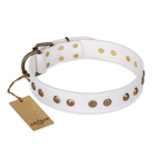 'Midnight Sun' FDT Artisan White Leather Dog Collar with Decorations