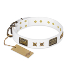 'Hour of Triumph' FDT Artisan White Leather Dog Collar 1 1/2 inch (40 mm) wide