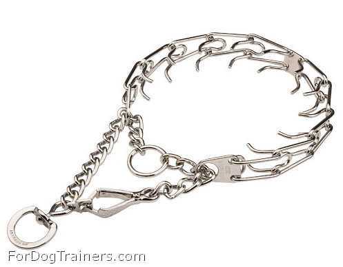 Dog pinch prong collar with swivel and small quick release snap hook - 50146 (02) 1/6 inch (3.9 mm) ( Made in Germany )