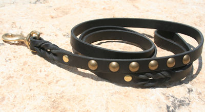 Studded Leather Dog Leash for Walking and Tracking