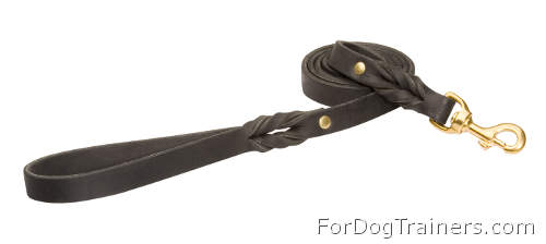 Premium Quality Black Leather Dog Leash for Walking and Training
