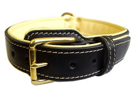 Royal Nappa Padded Hand Made Leather Dog Collar - code C443