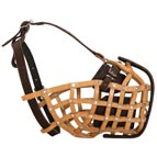 Police Style Leather Basket Dog Muzzle for Attack Training