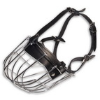 Humane Dog Muzzle with Adjustable Leather Straps for Breathing Freely and Panting